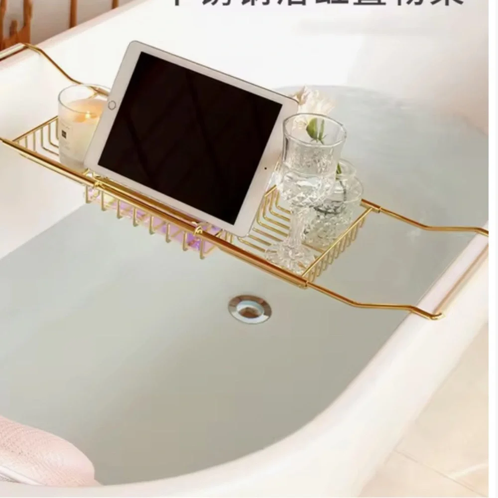 Adjustable Stainless Steel Freestanding Bathtub Tray – 33” Long, 8” Wide